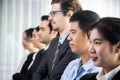 Business people joining hand together and standing in line. Meticulous Royalty Free Stock Photo