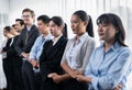 Business people joining hand together and standing in line. Meticulous Royalty Free Stock Photo