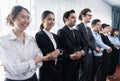Business people joining hand together and standing in line. Meticulous Royalty Free Stock Photo