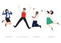 Business people jumping celebrating victory. Cheerful multiracial people celebrating together vector