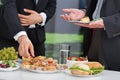 Business people at lunch buffet Royalty Free Stock Photo