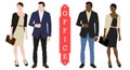 Business people. Man and woman. Boss and secretary. Isolated flat vector illustration
