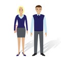 Business people man and woman. Office employees man and female standing together. Business teamwork concept. Royalty Free Stock Photo