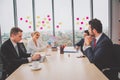 Business people meet together and analyze market in meeting room of company,conference and discussion,concept of seminars and Royalty Free Stock Photo