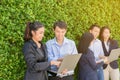 Business People Meeting Corporate Digital Device Connection Concept on tree wall Royalty Free Stock Photo