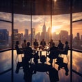 Business People Meeting Discussion Working Office Cityscape Concept 3D Rendering - Ai Generated Royalty Free Stock Photo