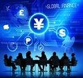 Business People in a Meeting and Global Finance Royalty Free Stock Photo