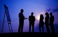 Business People Meeting Outdoors Silhouette Concept Royalty Free Stock Photo