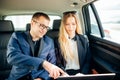 Business People Meeting Working Car Inside Royalty Free Stock Photo