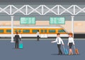 Business people in modern train station platform