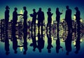 Business People New York Night Silhouette Concept Royalty Free Stock Photo