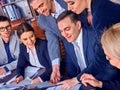 Business people office life of team people are happy with paper. Royalty Free Stock Photo