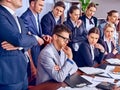 Business people office life of team people are happy with paper. Royalty Free Stock Photo