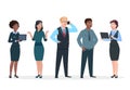 Business people. Office team cartoon characters. Group of business men women, standing persons. Teamwork colleagues Royalty Free Stock Photo