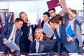 Business people office. Team people are unhappy with their leader. Royalty Free Stock Photo