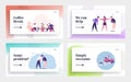 Business People and Office Workers Lifestyle Landing Page Template Set. Male and Female Clerks Characters Play Cards Royalty Free Stock Photo