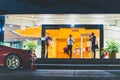 Business people out of the office building at night in blur motion. Royalty Free Stock Photo