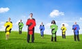 Business People Outdoors Holding Question Marks Royalty Free Stock Photo