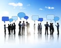 Business People Outdoors and Speech Bubbles Royalty Free Stock Photo