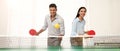 Business people playing ping pong in office. Banner design Royalty Free Stock Photo