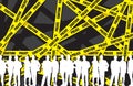 Business people in a police tape background