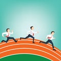 Business people race on track field Athletics Royalty Free Stock Photo