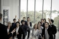 Business people raising hand up to ask question with speaker in seminar conference  raise hands up to agree or vote for comments Royalty Free Stock Photo