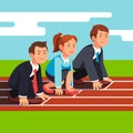 Business people ready to sprint run on race track Royalty Free Stock Photo