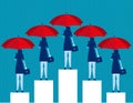 Business people and red umbrella. Concept business vector illustration Royalty Free Stock Photo