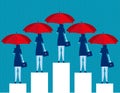 Business people and red umbrella. Concept business vector illustration Royalty Free Stock Photo