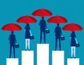Business people and red umbrella. Concept business vector illustration Royalty Free Stock Photo