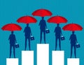 Business people and red umbrella. Concept business vector illustration Royalty Free Stock Photo