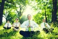 Business People Relaxation Meditating In The Woods Concept