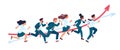 Business people run. Teamwork running competitions, office persons in race for success, professionals participate Royalty Free Stock Photo
