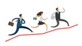 Business people run up the arrow. Career, success concept. Infographics vector illustration