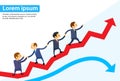 Business People Running Red Arrow Graph