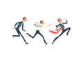 Business People Running To Finish Line, Team Leader Business Competition, Businessmen Competing Among Themselves Royalty Free Stock Photo