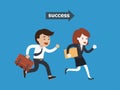 Business people running to success, Vector illustr