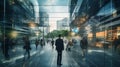 Business people rush hour walking commuting fast moving busy businessman city concept. Generative AI Royalty Free Stock Photo