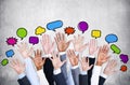 Business people's Arms Raised with Speech Bubble Royalty Free Stock Photo