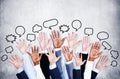 Business people's Arms Raised with Speech Bubble Royalty Free Stock Photo