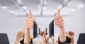 Business people's hands showing thumbs up Royalty Free Stock Photo