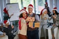 Business people in santa hat take selfie photo shot  celebration on christmas Royalty Free Stock Photo