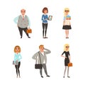 Business people set. Office workers, managers, employees in formal wear cartoon vector illustration Royalty Free Stock Photo