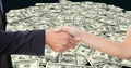 Business people shaking hands against dollars Royalty Free Stock Photo