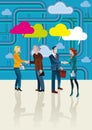 Business People Shaking Hands and Cloud