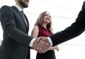 Businessmen making handshake - business etiquette, congratulatio Royalty Free Stock Photo