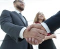 Businessmen making handshake - business etiquette, congratulatio Royalty Free Stock Photo