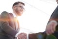 Businessmen making handshake - business etiquette, congratulatio Royalty Free Stock Photo