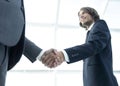 Businessmen making handshake - business etiquette, congratulatio Royalty Free Stock Photo